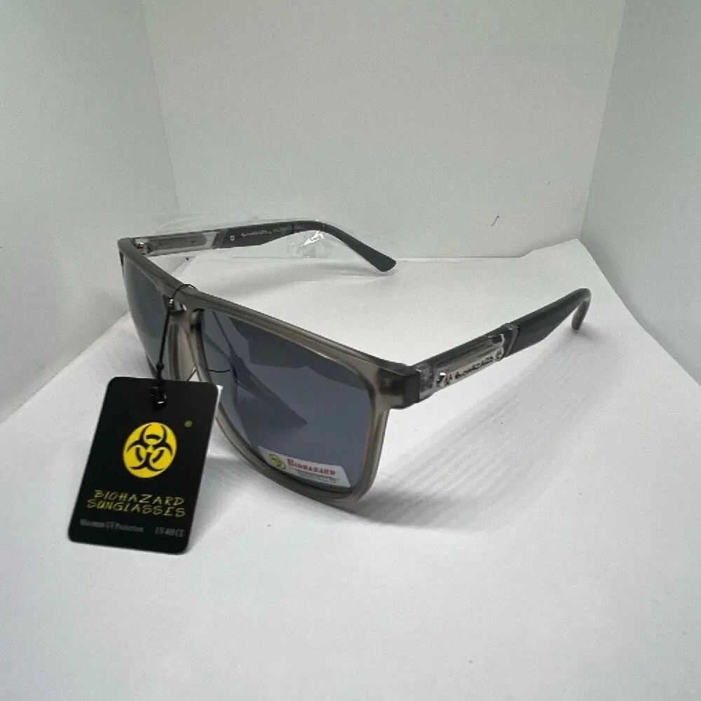 Gray Biohazard UV400 Square Sunglasses – Maximum UV Protection – NWT